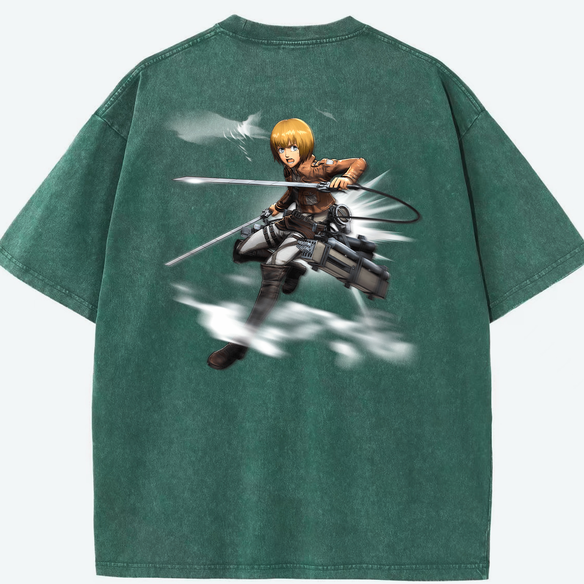 （画像用） 進撃の巨人 アルミン·アルレルト Attack on Titan Armin Arlert 綿100% ヴィンテージ風 半袖Tシャツ（背面プリント）
